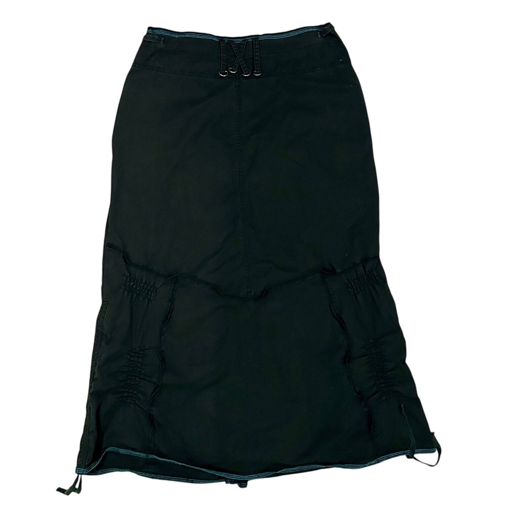 Lola Espeleta Black Utility Maxi Skirt Teal Stitching - Picture 2 of 4